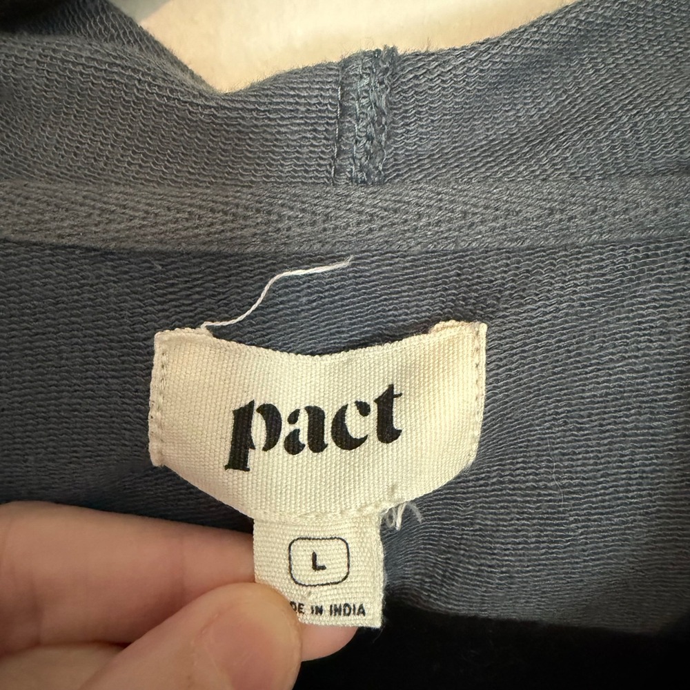Pact Tie Dye Pull Over Sweatshirt hoodie L organic cotton blue black casual boho - Picture 3 of 5